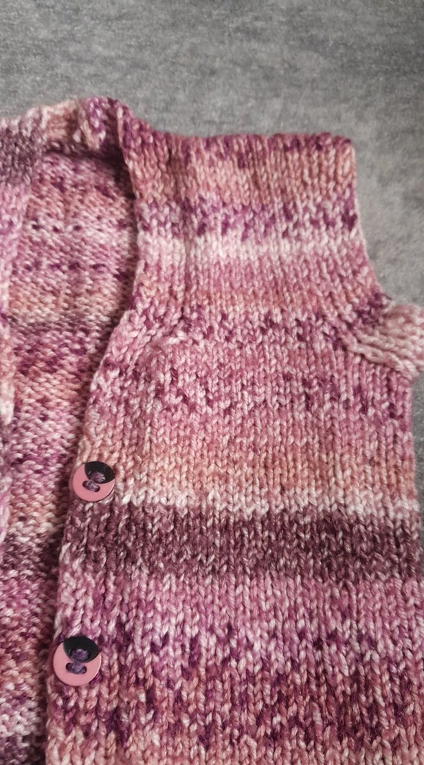 Kız Çocuk Pembe Triko Bohem Yelek el Örgü sü - Görsel 2