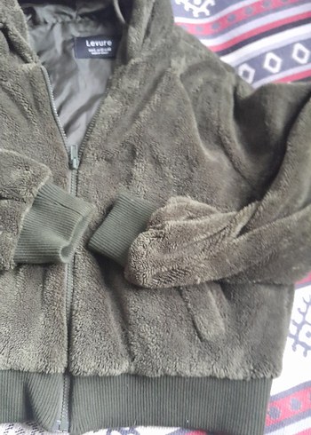 Kadın Gri Kapüşonlu Peluş Ceket - Görsel 3