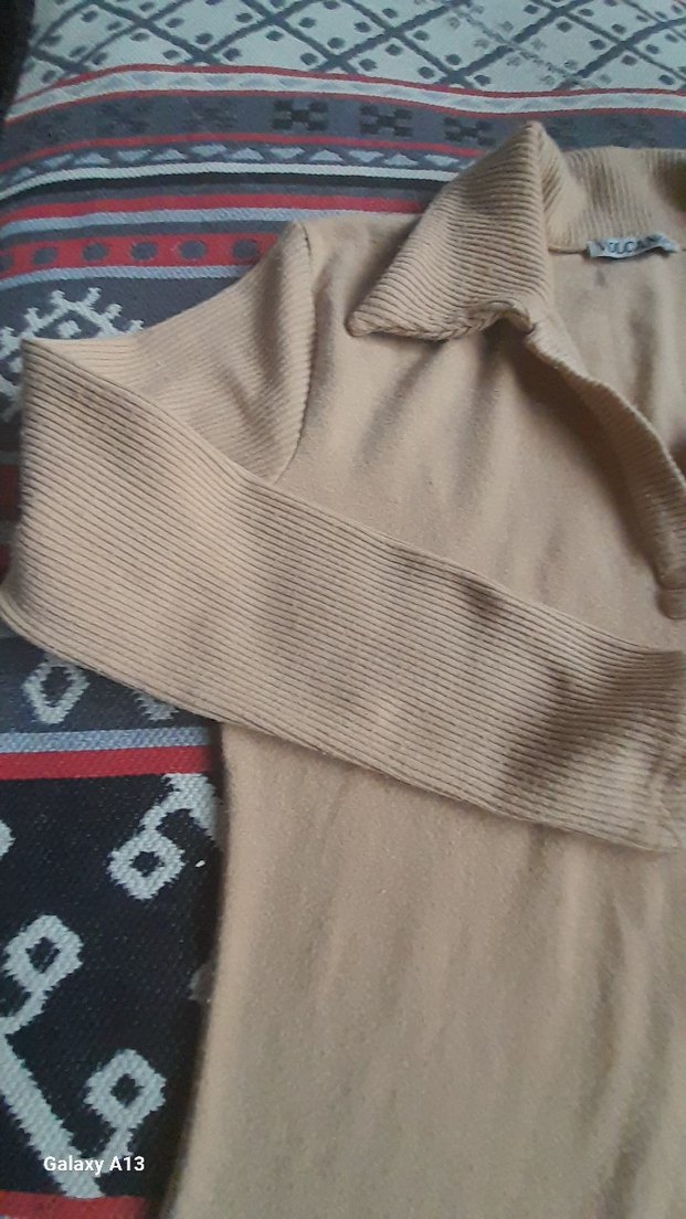 Bej Kadın Uzun Kollu triko esnek - Görsel 3