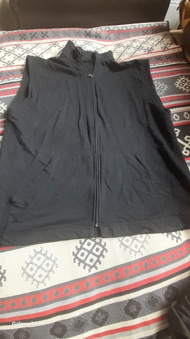 Siyah Fermuarlı Kolsuz Spor Yelek Bayan erkek - Görsel 2