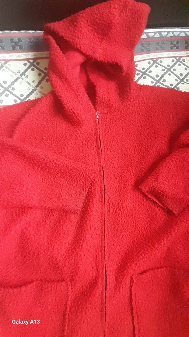 Bordo Fermuarlı Uzun  kadin Kaban  Boy103 En 70 - Görsel 2