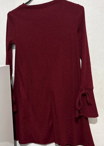 Bordo Uzun Kollu Elbise - Görsel 4