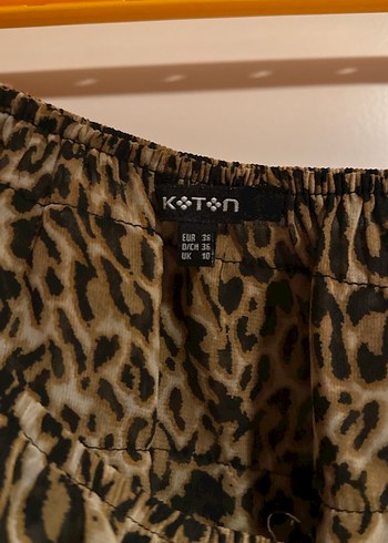 Koton Leopar Desenli Uzun Kollu Fırfırlı Bluz - Görsel 3