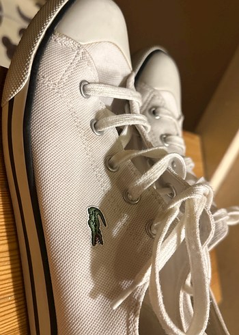 Orijinal Lacoste Beyaz Bağcıklı Kadın Spor Ayakkabı - Görsel 4