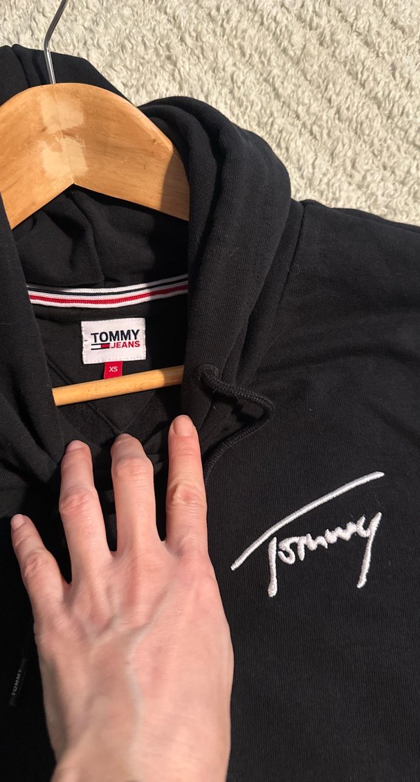 Orijinal Tommy Siyah Kapüşonlu Sweatshirt - Görsel 4