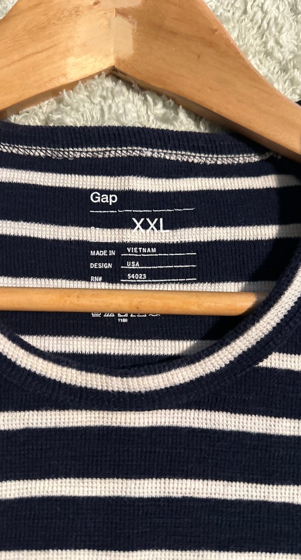 Orijinal GAP Lacivert Çizgili erkek uzun Kol swatshirt - Görsel 2