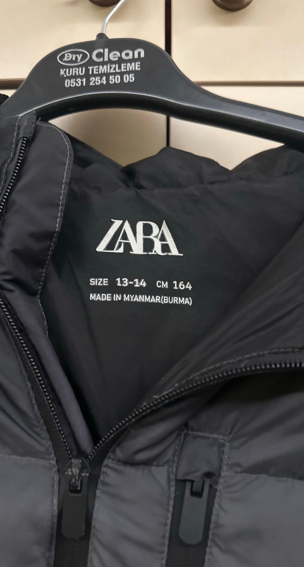 Zara Gri çocuk Midi Boy Günlük Mont - Görsel 2