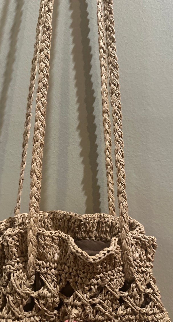 El yapımı Bej Nakışlı Püsküllü Örgü Kadın Çanta - Görsel 4