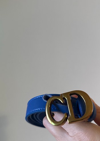 Dior Mavi Deri Kadın Kemer Metal Tokalı - Görsel 3