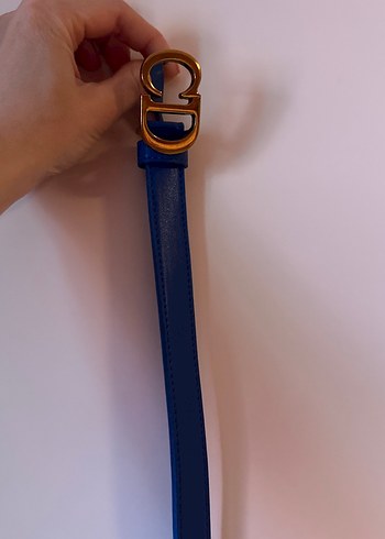 Dior Mavi Deri Kadın Kemer Metal Tokalı - Görsel 7