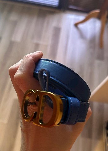 Dior Mavi Deri Kadın Kemer Metal Tokalı - Görsel 5