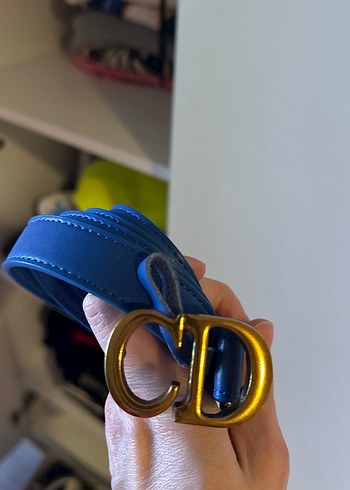 Dior Mavi Deri Kadın Kemer Metal Tokalı - Görsel 2