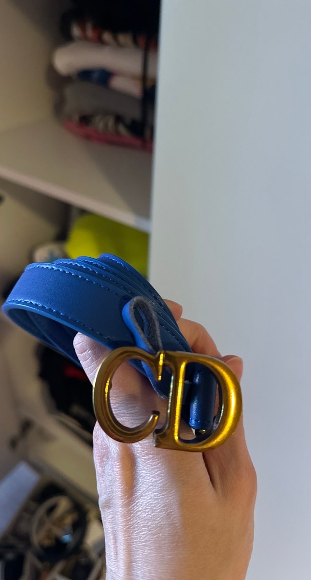 Dior Mavi Deri Kadın Kemer Metal Tokalı - Görsel 2