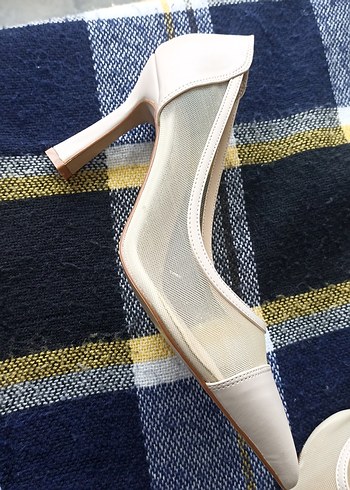 Ekru Pileli Stiletto Topuklu Kadın Ayakkabı - Görsel 3