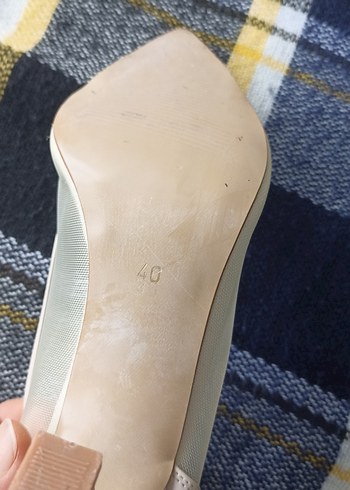 Ekru Pileli Stiletto Topuklu Kadın Ayakkabı - Görsel 5