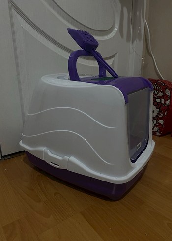 Mor Kapali ve Koku Filtreli Luks Kedi Tuvaleti - Görsel 4