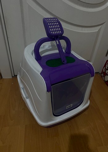 Mor Kapali ve Koku Filtreli Luks Kedi Tuvaleti - Görsel 3