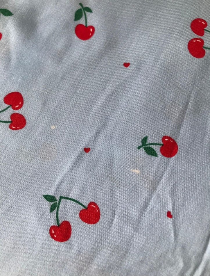 Mavi Kiraz Desenli Midi Elbise - Görsel 5