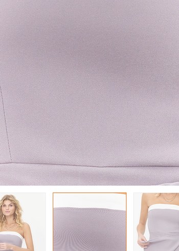 Gri Straplez Renk Bloklu Mini Dokuma Şort Tulum - Görsel 4