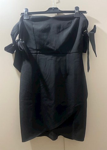 Siyah Drapeli Mini Straplez Elbise - Görsel 2