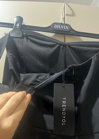 Siyah Drapeli Mini Straplez Elbise - Görsel 4