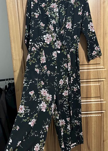 Çiçek Desenli Siyah Bohem Uzun Elbise - Görsel 2