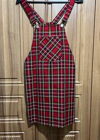 Bordo Kareli Kemerli Kız Tulum - Görsel 2