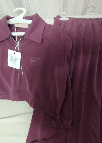 Bordo Fermuarlı Kadın etekli takım - Görsel 2