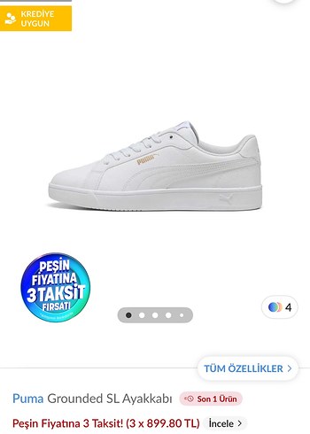 Puma Grounded SL Beyaz Kadın Spor Ayakkabı