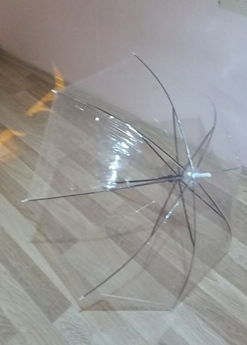 Şeffaf Beyaz Kadın Şemsiye - Görsel 4