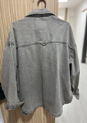 Düğmeli Gri Denim Kadın Ceket - Görsel 3