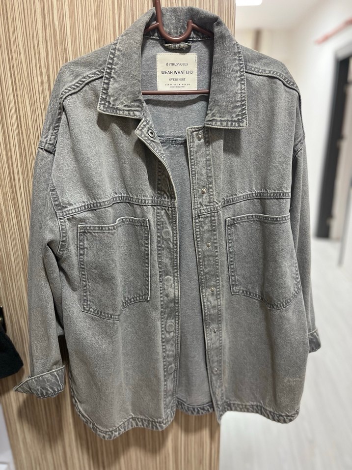 Düğmeli Gri Denim Kadın Ceket - Görsel 2