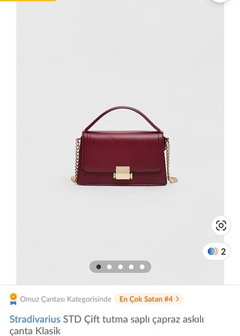 Bordo Zincir Detaylı Modern Klasik Kadın Çanta - Görsel 2