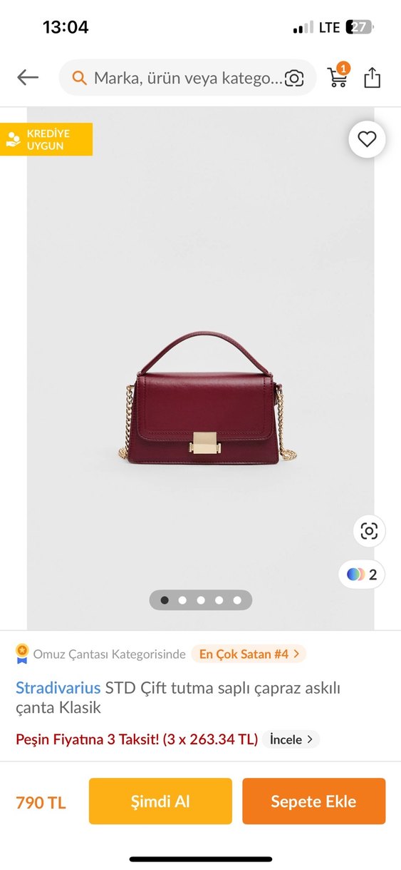 Bordo Zincir Detaylı Modern Klasik Kadın Çanta - Görsel 2