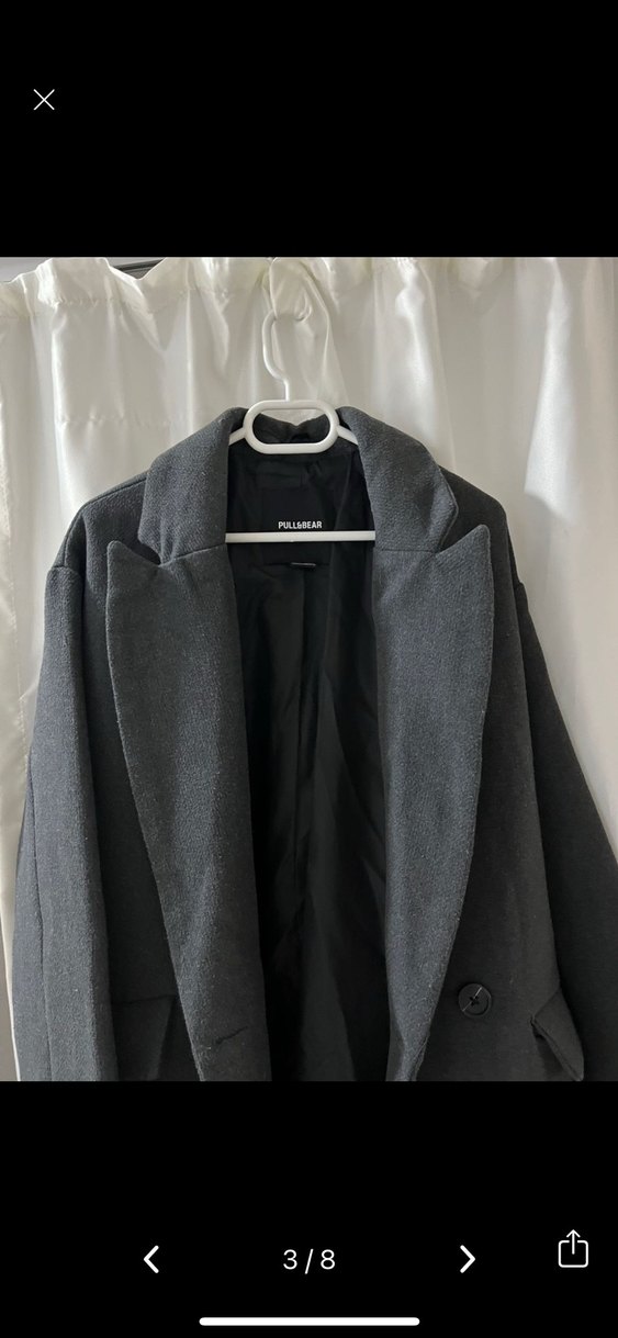 Pull bear antrasit oversize Uzun Kışlık Kaban - Görsel 3