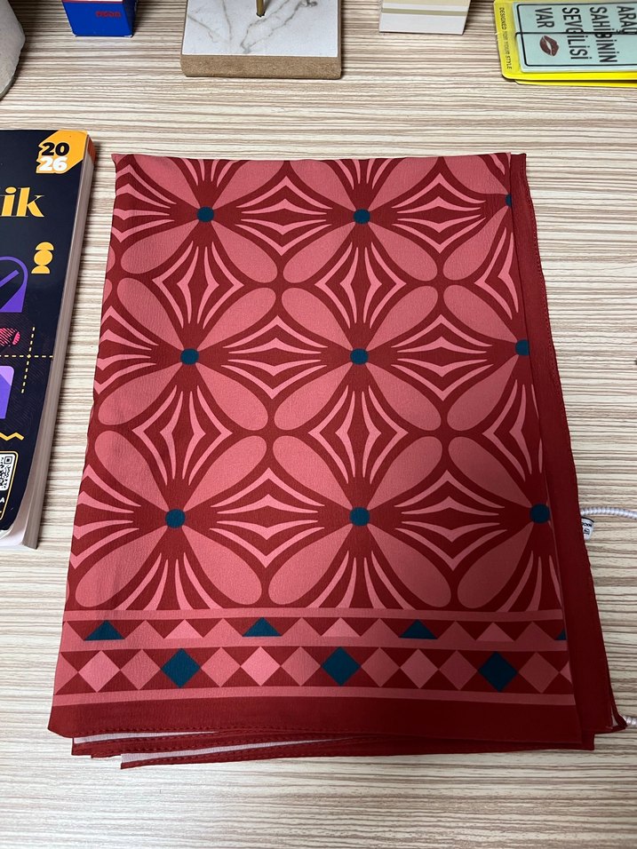 Bordo Bohem Desenli Kadın şal - Görsel 2