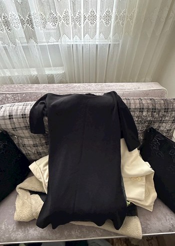 Siyah yarım kol elbise - Görsel 2