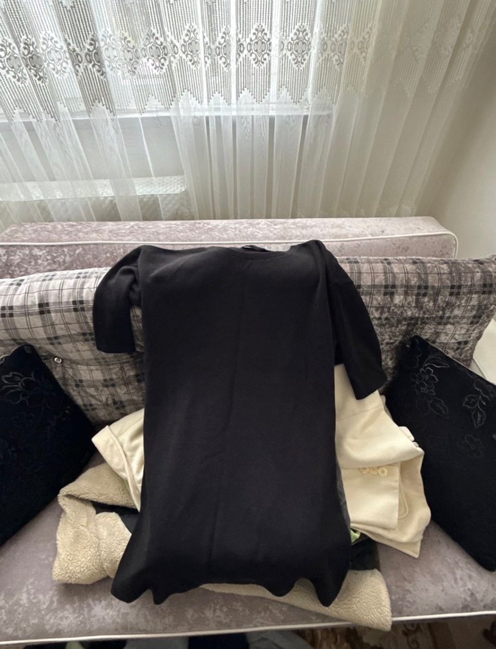 Siyah yarım kol elbise - Görsel 2