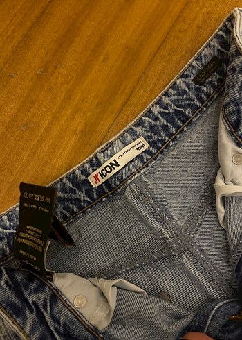 Mavi ICON Baskılı Loose Fit Mini Kot - Görsel 2