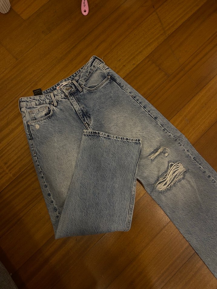 Mavi ICON Baskılı Loose Fit Mini Kot - Görsel 3