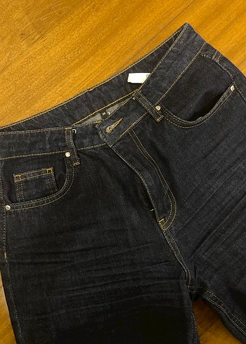 Kadın lacivert Bol Kesim Midi Kot Pantolon - Görsel 2