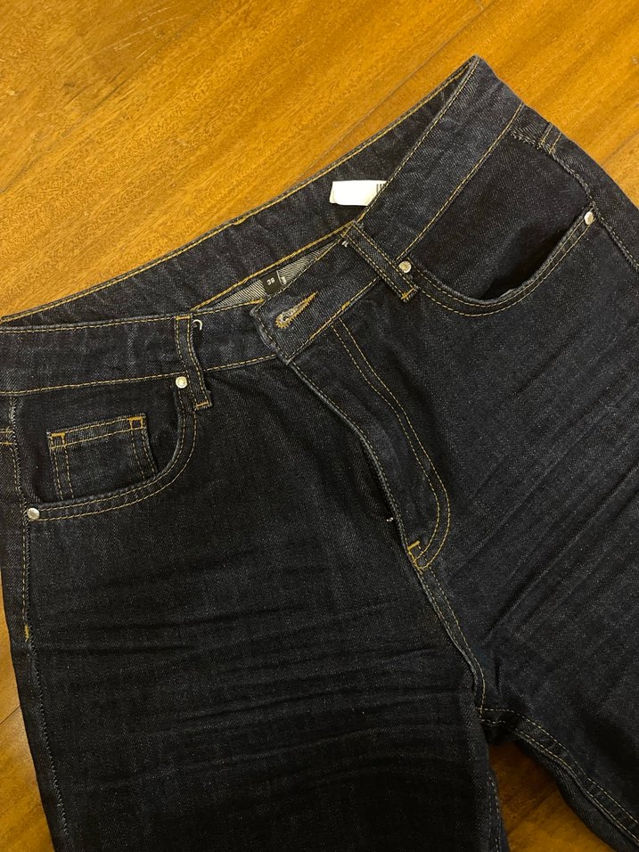 Kadın lacivert Bol Kesim Midi Kot Pantolon - Görsel 2