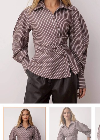 bele oturan asimetrik gömlek - Görsel 2