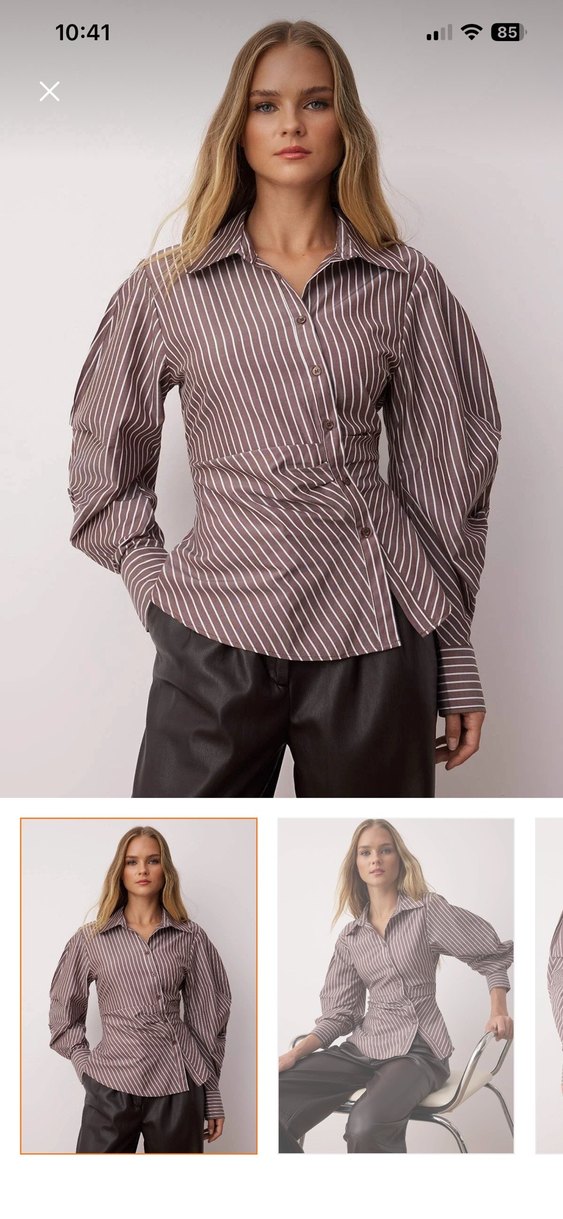 bele oturan asimetrik gömlek - Görsel 2