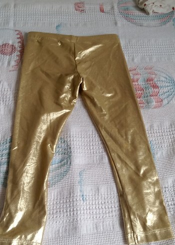 Kızlar için Parlak Gold Pilili Tayt - Görsel 2