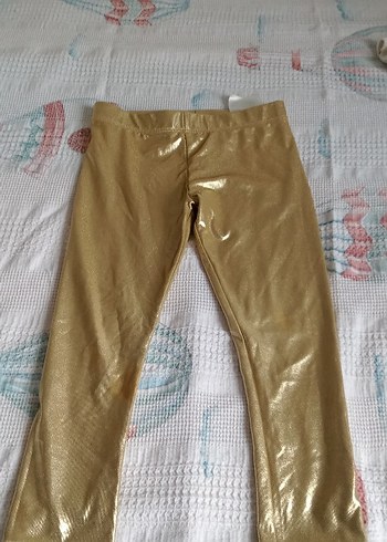 Kızlar için Parlak Gold Pilili Tayt - Görsel 5