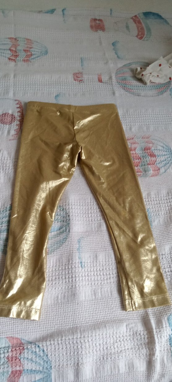 Kızlar için Parlak Gold Pilili Tayt - Görsel 2