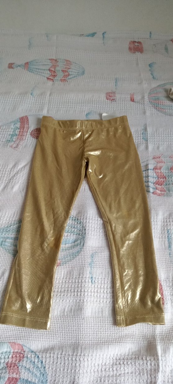 Kızlar için Parlak Gold Pilili Tayt - Görsel 5