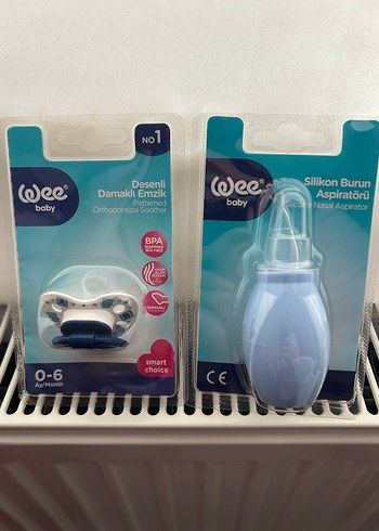 Wee baby marka 
Mavi Silikon Burun Aspiratörü ve Emzik Seti - Görsel 2