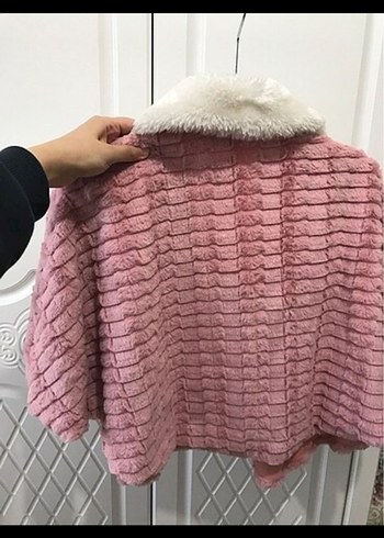 Pembe Peluş Kısa Kürk Detaylı Ceket - Görsel 2